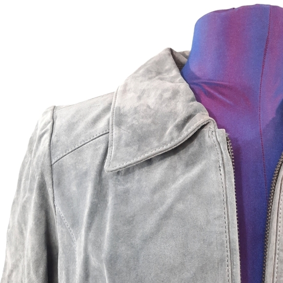 Y2K Style Leather Jacket Dennis by Dennis Basso Gray Size Small Women's - Picture 6 of 10